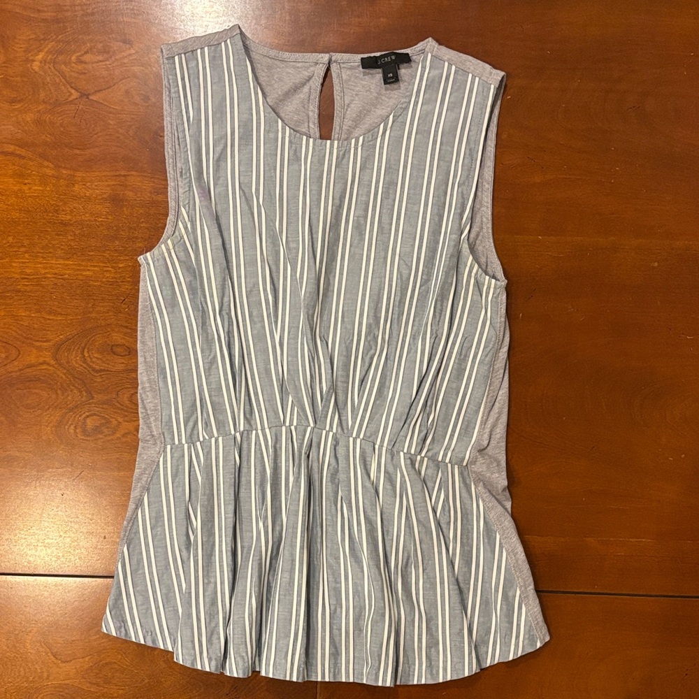 J. Crew Sleeveless Blouse‎ in Gray and White Stripes